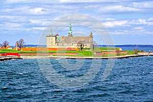 View of Kronborg Castle from Oresund strait, Helsingor, Denmark