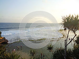 The view of Kukup beach at Jogjakarta on the sunset