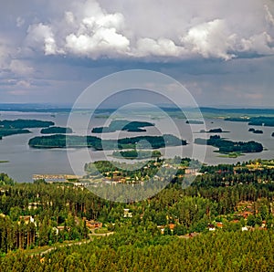 View of Kuopio with lakes, Finland photo