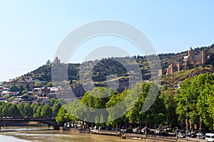 View of Kura Mtkvari river in Tbilisi, Georgia