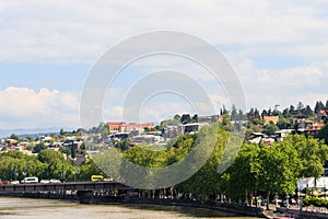 View of Kura Mtkvari river in Tbilisi, Georgia