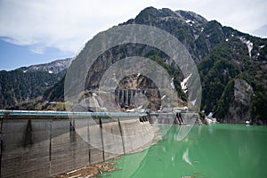 The view of Kurobe Dam. Toyama Prefecture, Japan.