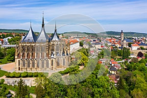 View of Kutna Hora with Saint Barbara\'s Church that is a UNESCO world heritage site, Czech Republic.