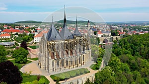 View of Kutna Hora with Saint Barbara`s Church that is a UNESCO world heritage site, Czech Republic. Historic center of Kutna Hor