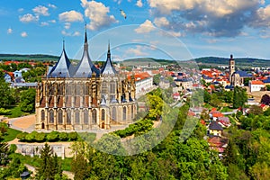 View of Kutna Hora with Saint Barbara`s Church that is a UNESCO world heritage site, Czech Republic. Historic center of Kutna Hor