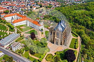 View of Kutna Hora with Saint Barbara`s Church that is a UNESCO world heritage site, Czech Republic. Historic center of Kutna Hor