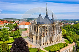 View of Kutna Hora with Saint Barbara`s Church that is a UNESCO world heritage site, Czech Republic. Historic center of Kutna Hor