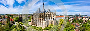 View of Kutna Hora with Saint Barbara`s Church that is a UNESCO world heritage site, Czech Republic. Historic center of Kutna Hor