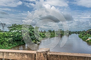 View of the Kwanza (Cuanza) river, tropical vegetation on banks