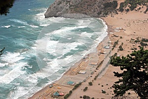 View from Kyra Panagia Tsambika Monastery. Tsambika Beach, Rhodes, Greece.