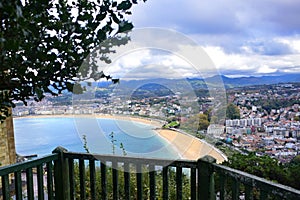 View of La Concha beach at San Sebastian, Donostia from monte Igeldo photo