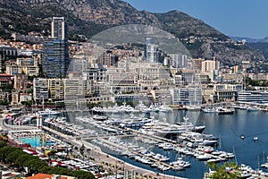 View of La Condamine ward and Port Hercules in Monaco