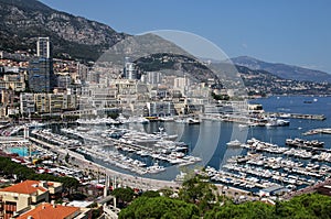 View of La Condamine ward and Port Hercules in Monaco