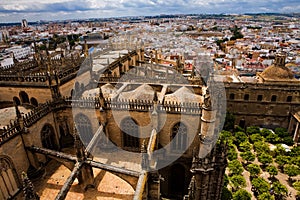 View from La Giralda tower of Seville Cathedral photo