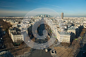 View of La Grande Armee Avenue from Arc de Triomphe photo