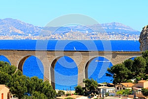 View from La Vesse upon sunny Marseille, France