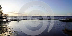 View of the lacanau lake at sunset in panoramic header web