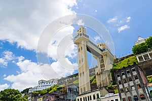 View of the Lacerda Elevator and the Todos os Santos Bay in Salvador, Bahia, Brazil