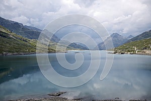 View of Lago Bianco and Lago Nero from Bernina pass