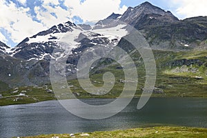 View of Lago Bianco and Lago Nero from Bernina pass