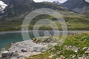 View of Lago Bianco and Lago Nero from Bernina pass