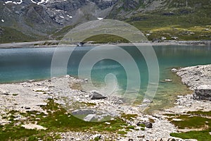 View of Lago Bianco and Lago Nero from Bernina pass