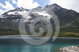 View of Lago Bianco and Lago Nero from Bernina pass