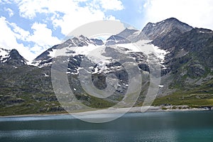 View of Lago Bianco and Lago Nero from Bernina pass