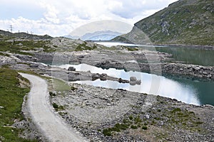 View of Lago Bianco and Lago Nero from Bernina pass