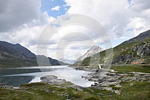 View of Lago Bianco and Lago Nero from Bernina pass