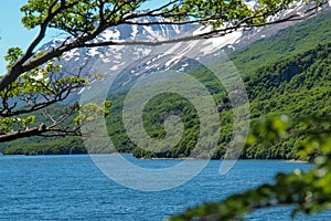 view of lago del desierto lake, patagonia, Argentina photo