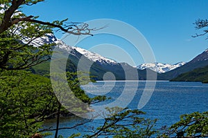 view of lago del desierto lake, patagonia, Argentina photo