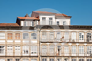 View of lago do toural, architectural details in Guimaraes, Portugal