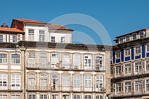 View of lago do toural, architectural details in Guimaraes, Portugal