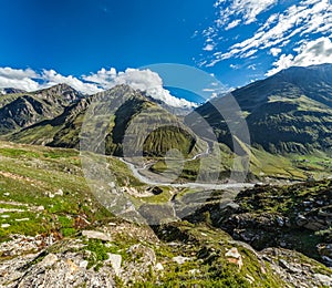 View of Lahaul valley in Himalayas