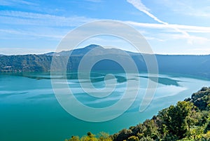 View of Lake Albano from the town of Castel Gandolfo, Italy