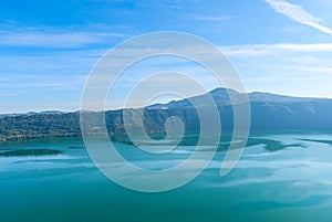 View of Lake Albano from the town of Castel Gandolfo, Italy