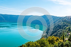 View of Lake Albano from the town of Castel Gandolfo, Italy