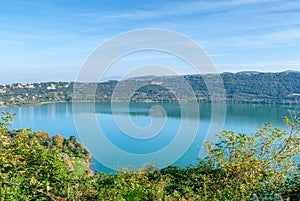 View of Lake Albano from the town of Castel Gandolfo, Italy