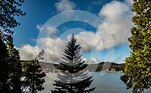 View of Lake Arrowhead, San Bernardino Mountains In Winter