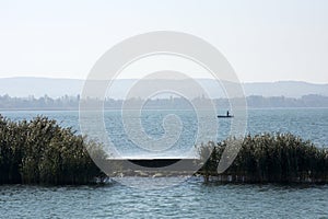 View on Lake Balaton on a hazy day