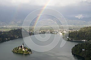 View of Lake Bled from Little Osojnica Hill, Slovenia