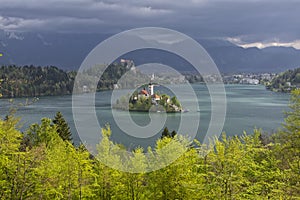 View of Lake Bled from Little Osojnica Hill, Slovenia
