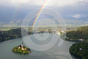 View of Lake Bled from Little Osojnica Hill, Slovenia