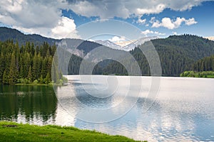 View of Lake Bolboci in Bucegi Mountains, Romania