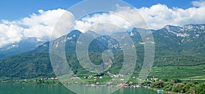 View of Lake Caldaro,south Tyrolean Wine Route,Italy photo
