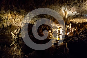 The view of Lake Cave with water reflection in Western Australia