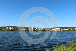 View of the lake and the city Zelenogorsk
