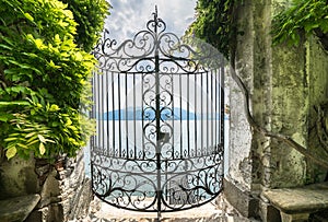 View of Lake Como from the botanical garden of Villa Monastero, Varenna, Italy