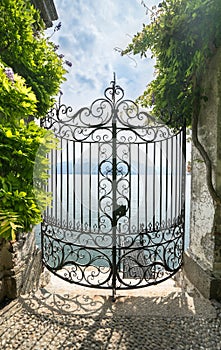 View of Lake Como from the botanical garden of Villa Monastero, Varenna, Italy